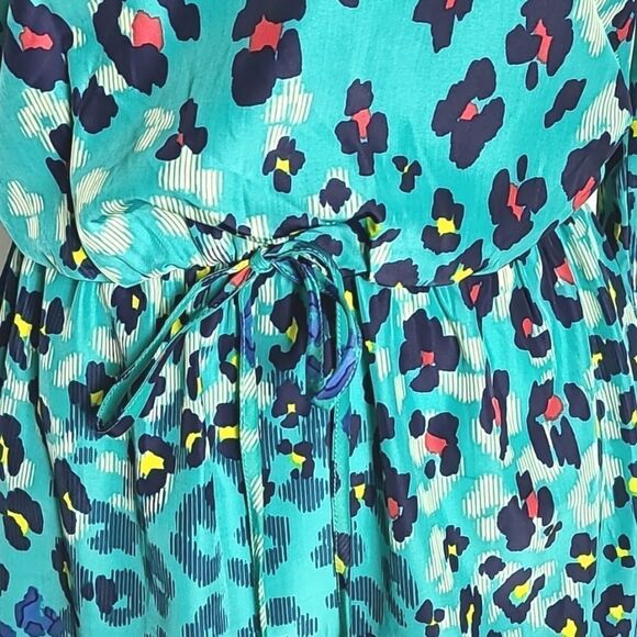 BeBop Dress, Teal Leopard Print, Colorful Spots, Elastic Waistband, Size Medium - Picture 4 of 9